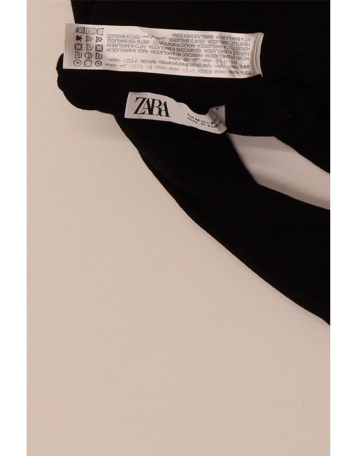 Zara Damen Crop Rollkragenpullover Pullover UK 12 Mittelschwarze Viskose