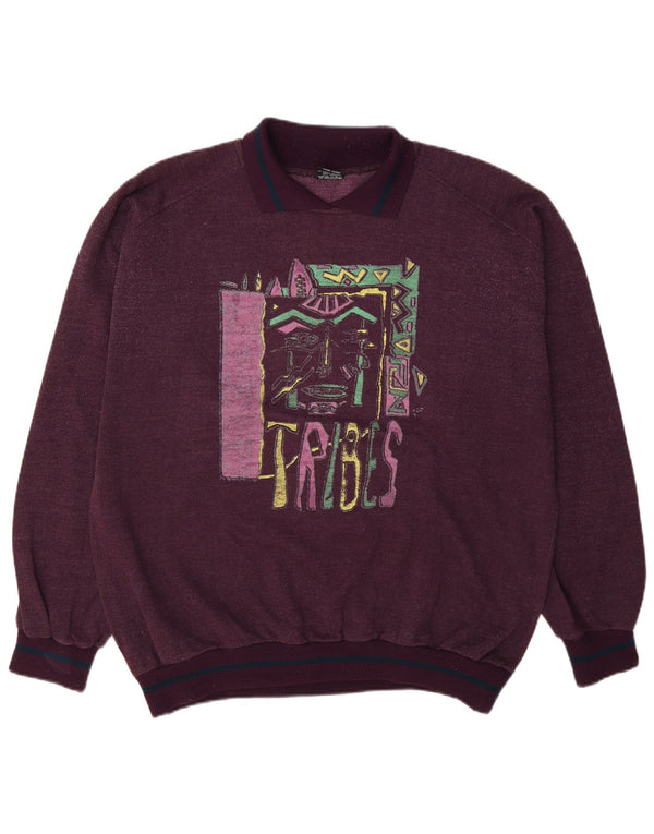 C&A Herren-Sweatshirt mit grafischem Polokragen, EU 52/54, Größe L, Burgunderrot, Baumwolle