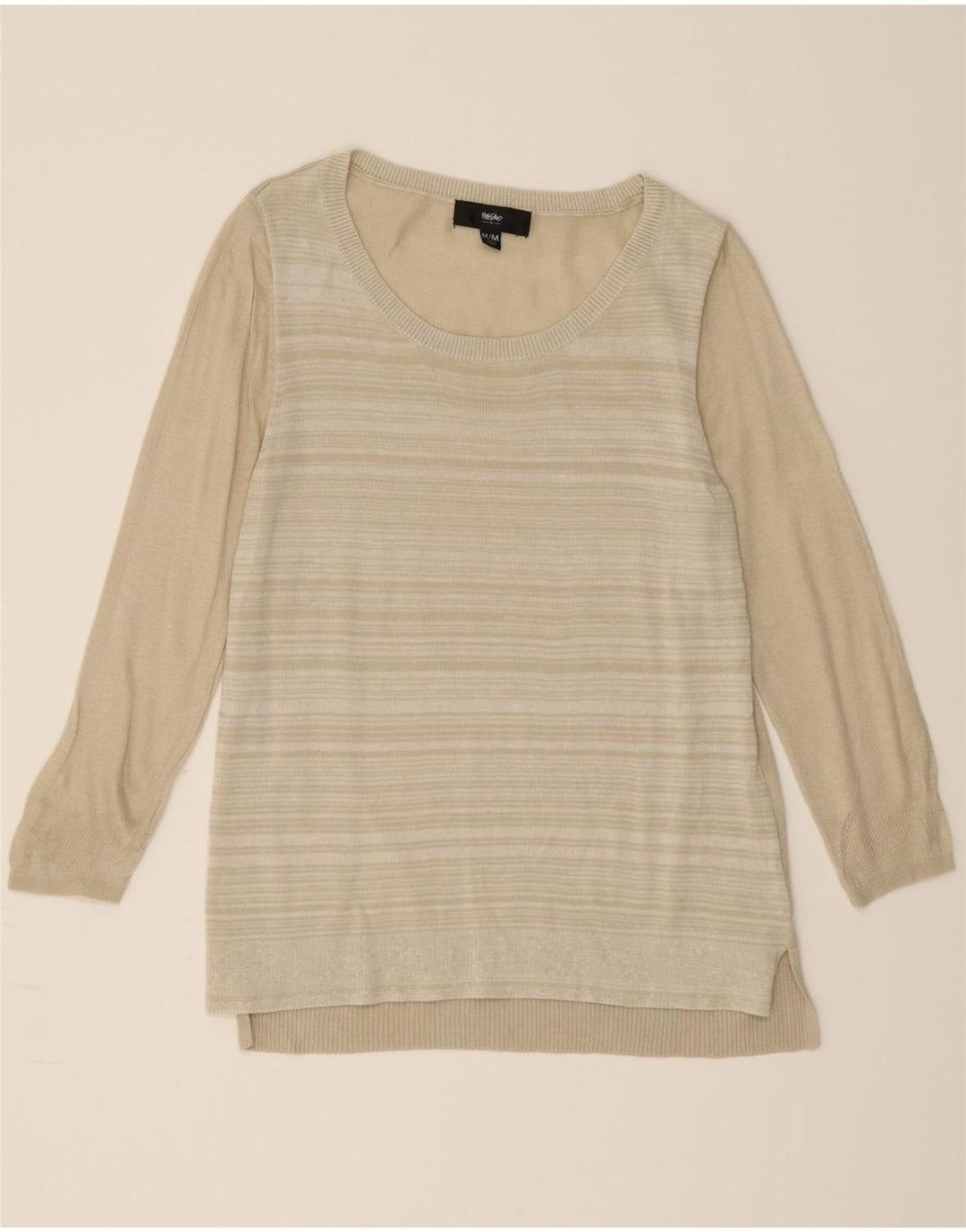 MOSSIMO Womens Boat Neck Jumper Sweater UK 12 Medium Beige Flecked Vintage Mossimo and Second-Hand Mossimo from Messina Hembry 