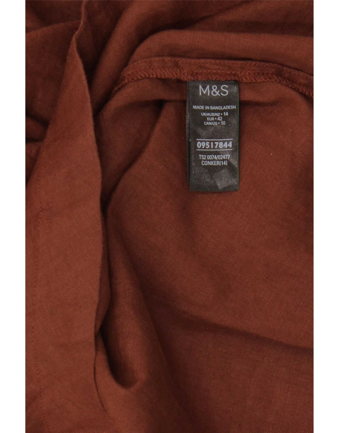 Marks & Spencer Damen Tunika-Oberteil UK 14 Large Braunes Leinen