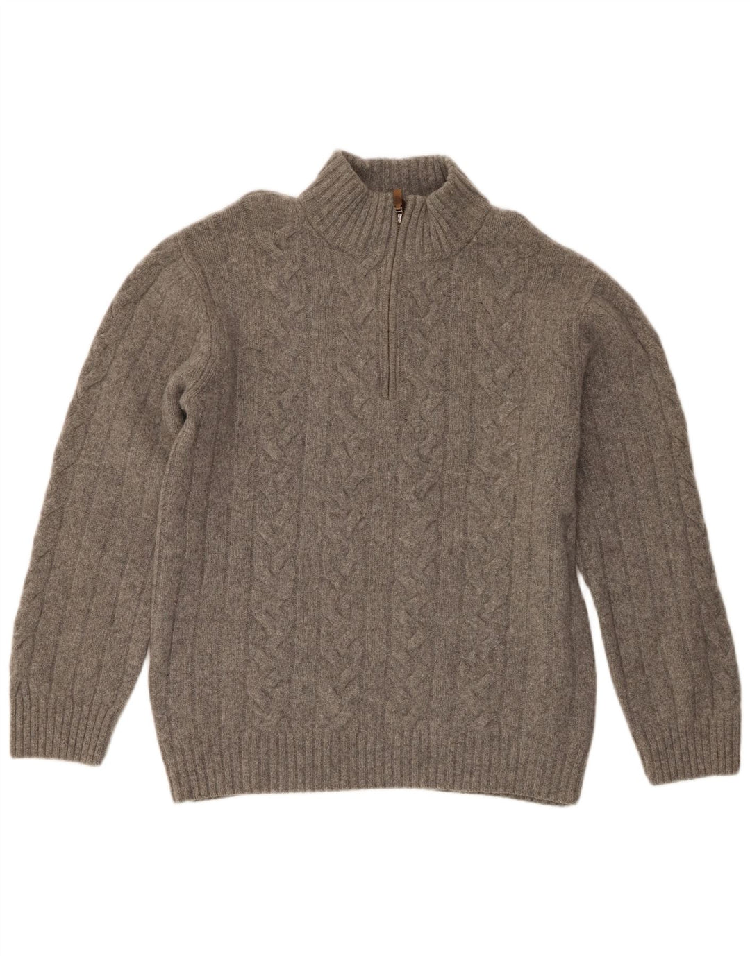 Gant Herren-Pullover mit Reißverschluss am Hals, 2XL, graue Merinowolle