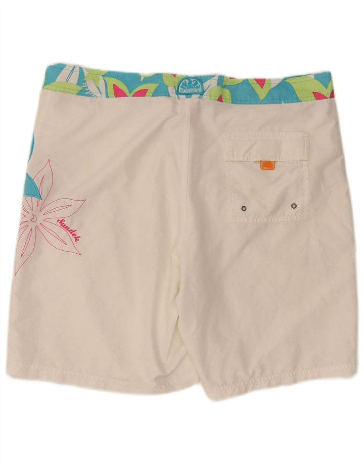 Sundek Herren-Badeshorts, groß, weißes Blumenmuster, Polyester