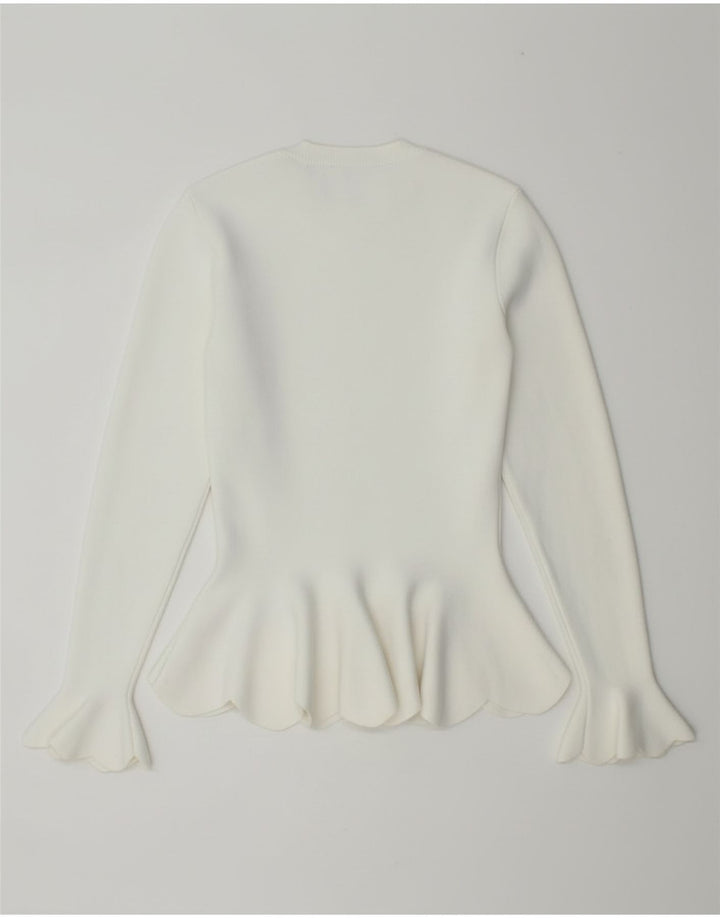 Ted Baker Damen-Pullover mit Rundhalsausschnitt, Größe 0 2XS, weiße Viskose