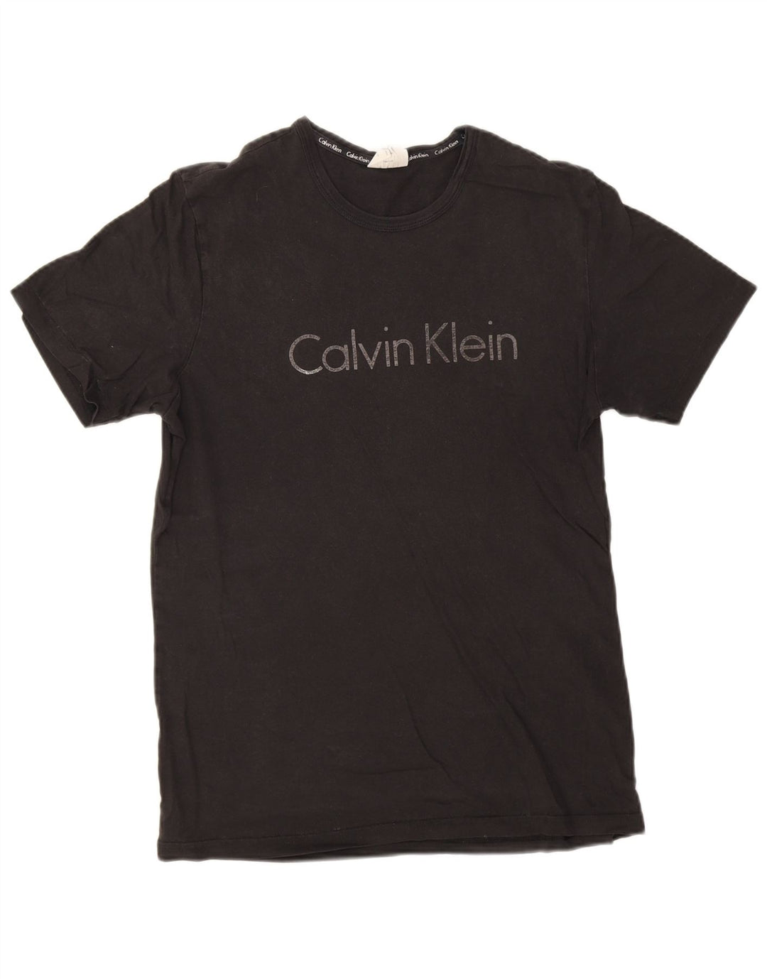 Calvin Klein Herren Grafik-T-Shirt-Oberteil aus mittelschwarzer Baumwolle