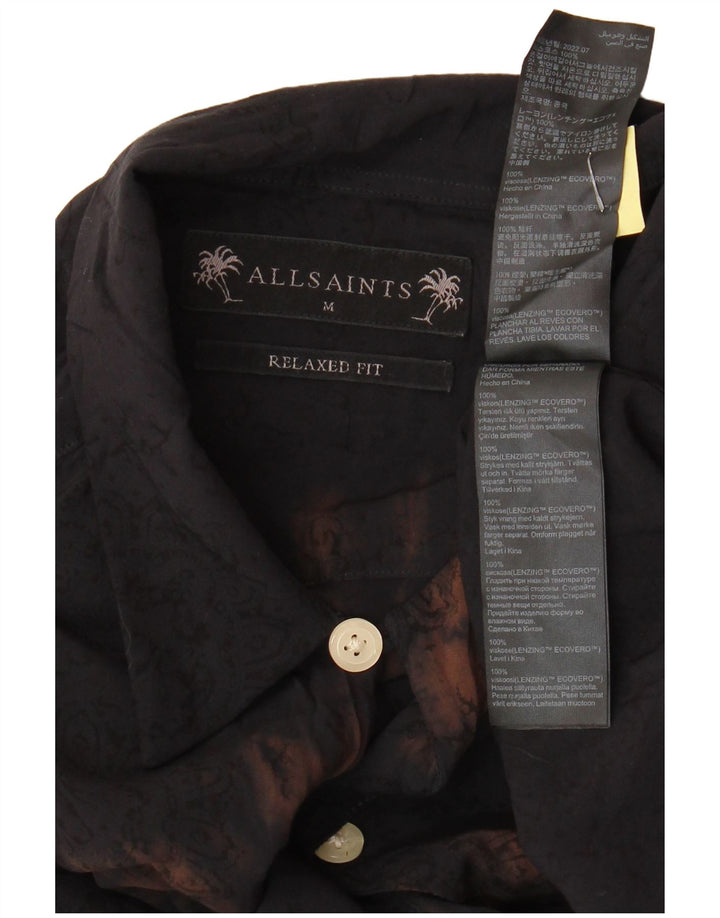 ALL SAINTS Herren Relaxed Fit Kurzarmhemd Medium Black Tie Dye