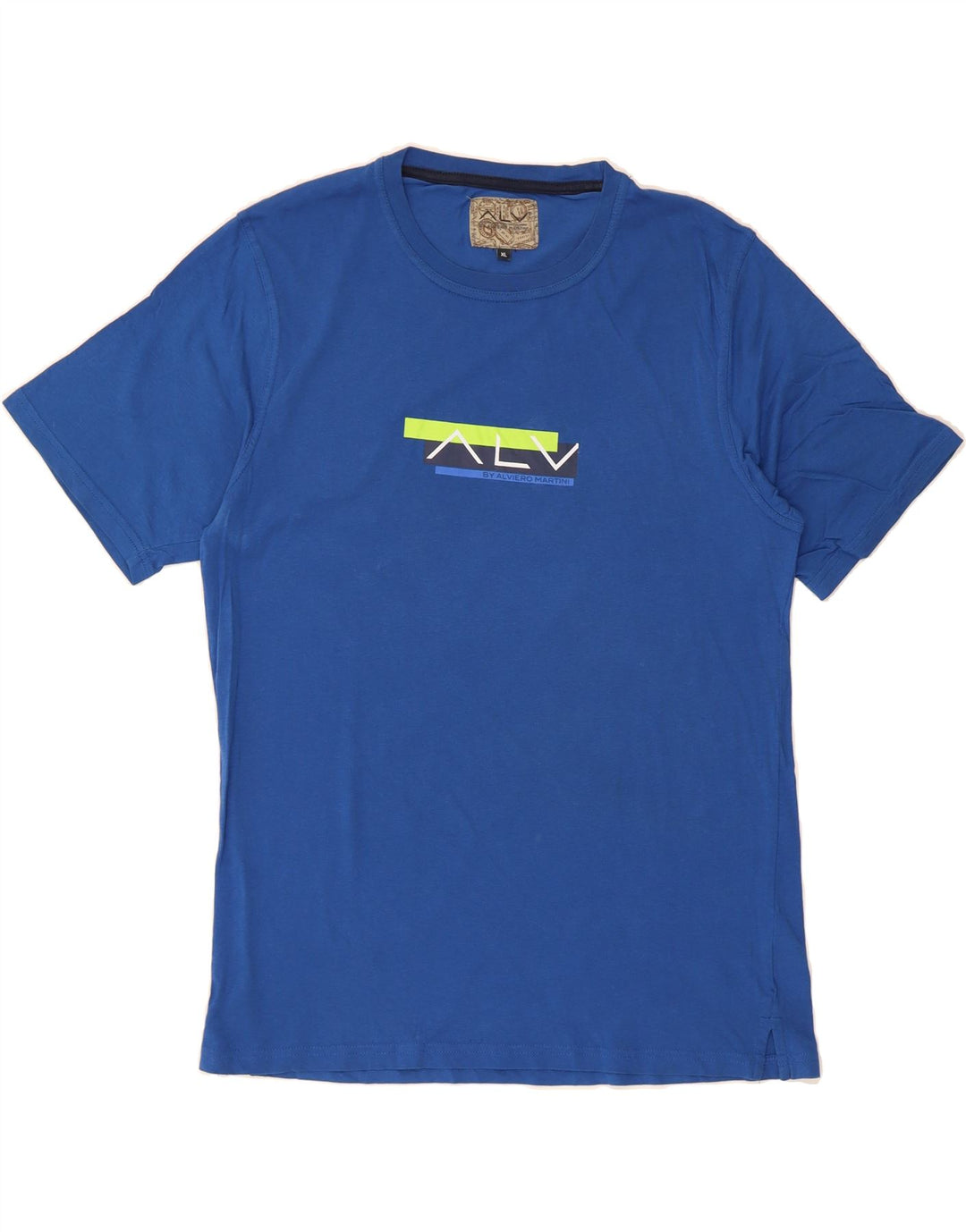 ALVIERO MARTINI Mens Graphic T-Shirt Top XL Blue Cotton Vintage ALVIERO MARTINI and Second-Hand ALVIERO MARTINI from Messina Hembry 