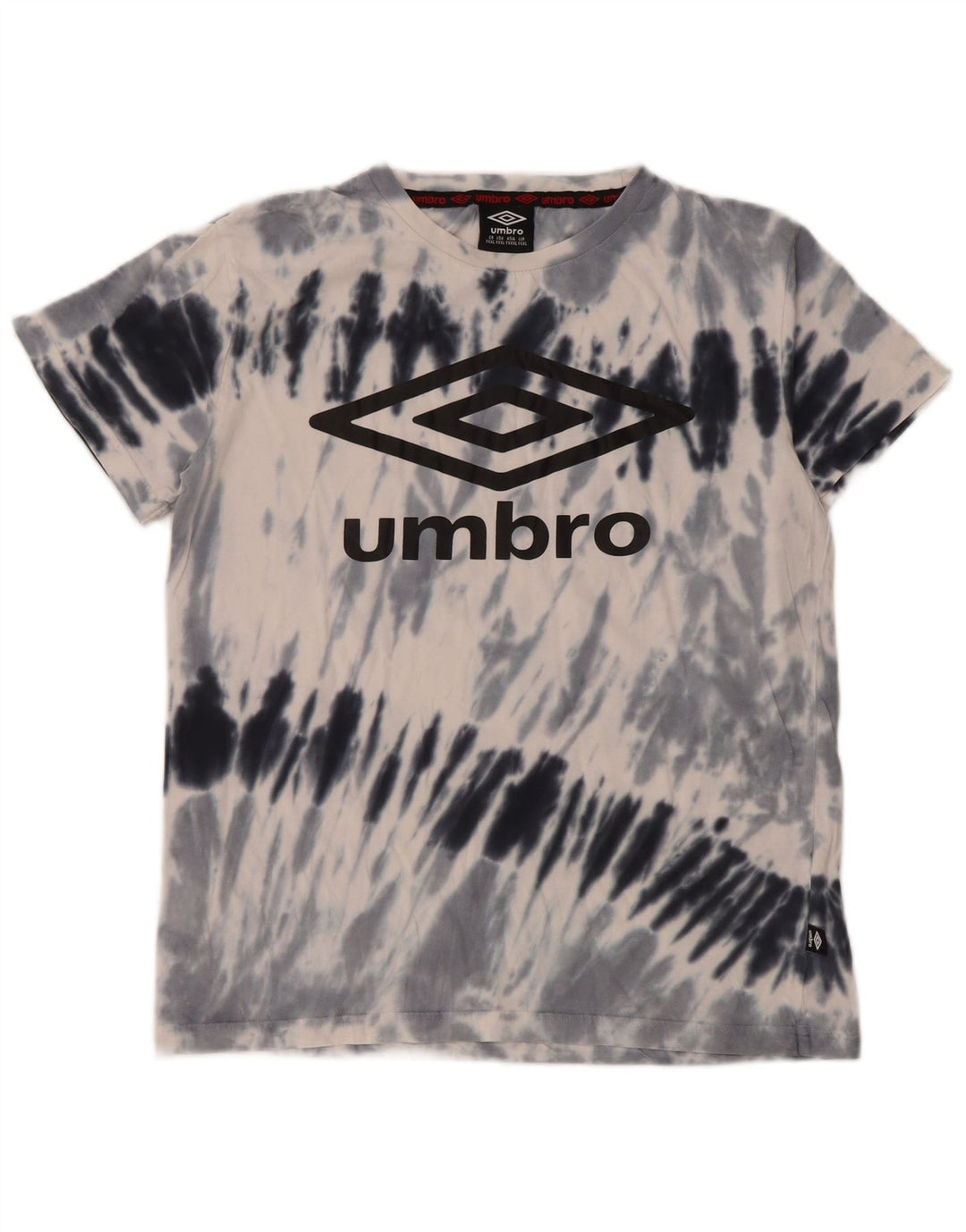 UMBRO Grafik-T-Shirt für Jungen, 15–16 Jahre, 2XL, graue Batik-Baumwolle