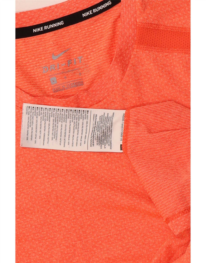 Nike Herren-Lauf-T-Shirt mit Grafik, kurzärmelig, groß, orangefarbenes Polyester
