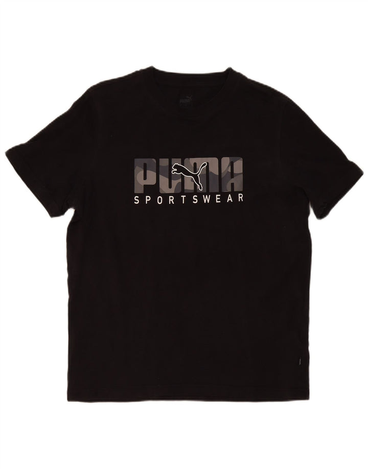 Puma Herren Grafik T-Shirt Top Mittelschwarz Baumwolle