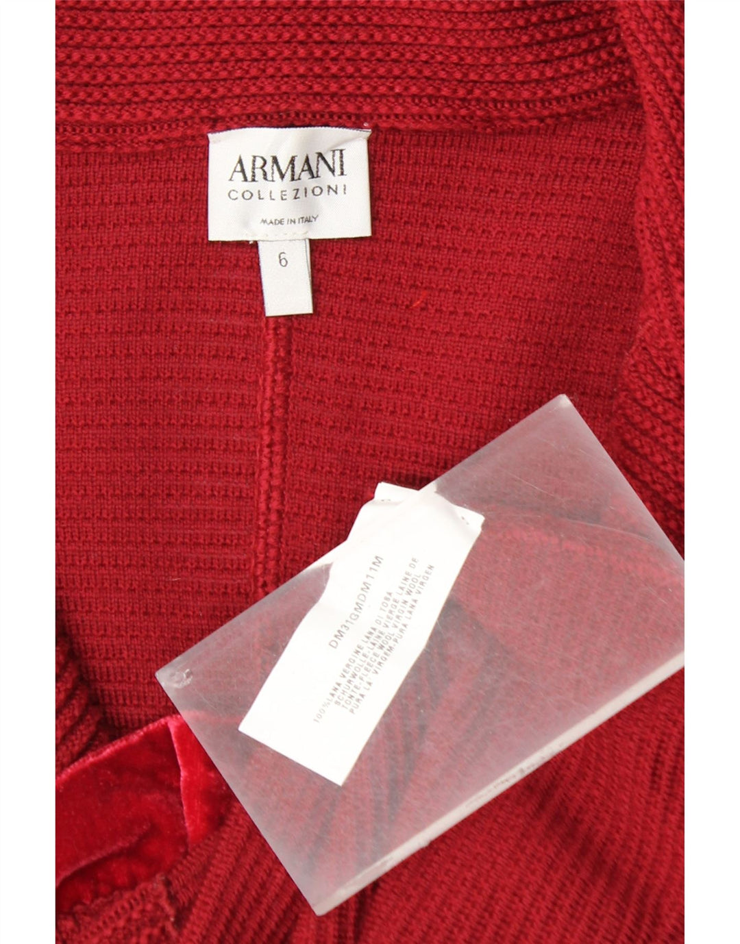 ARMANI COLLEZIONI Damen-Cardigan mit Rüschen vorne, US 6, Mittelrot