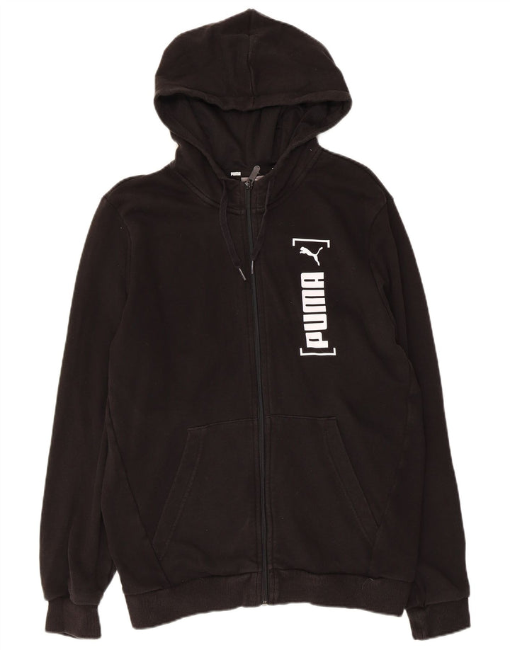 Puma Herren-Kapuzenpullover mit grafischem Reißverschluss, mittelschwarz, Baumwolle