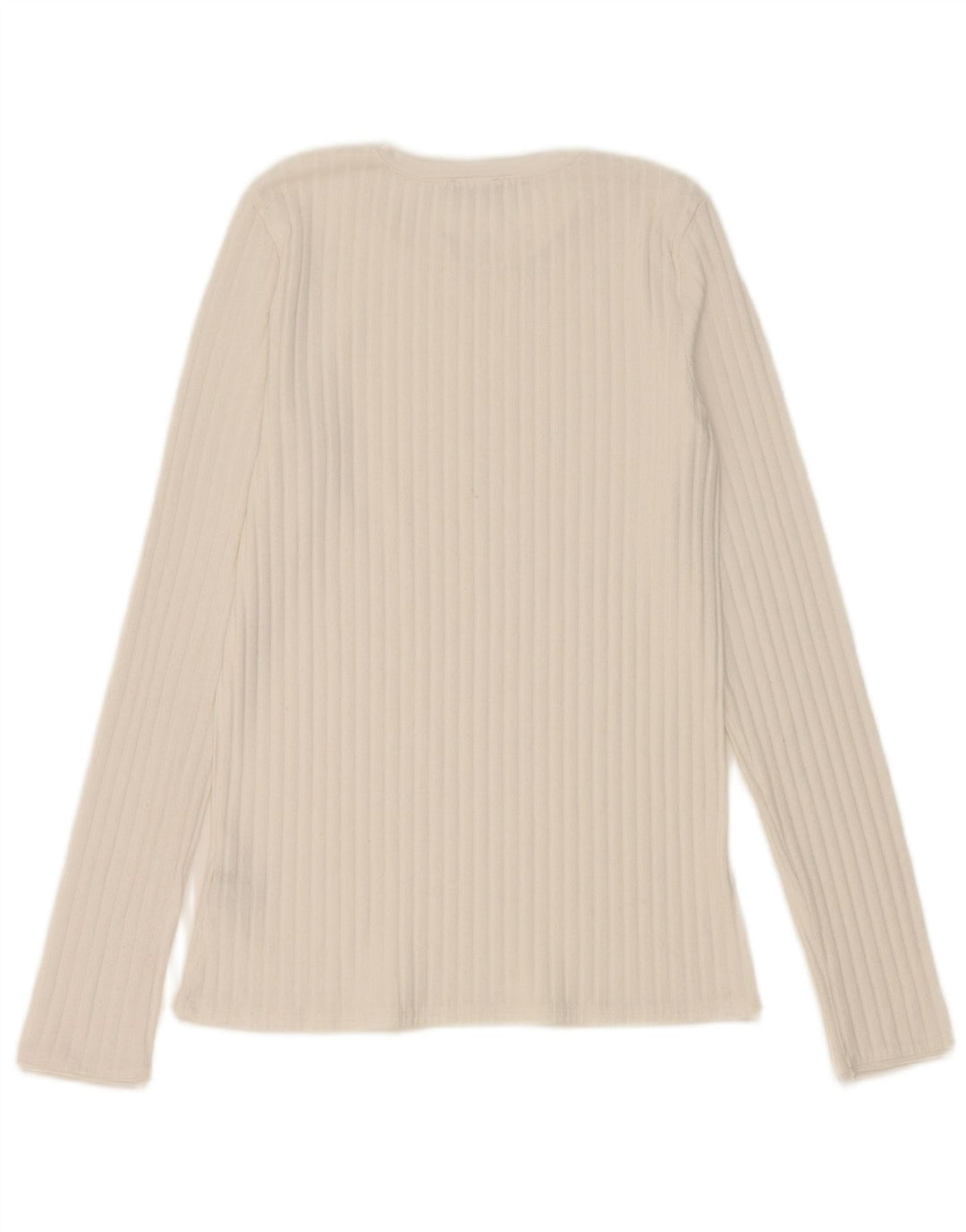 Zara Damen Top Langarm UK 12 Medium Weiß Polyester