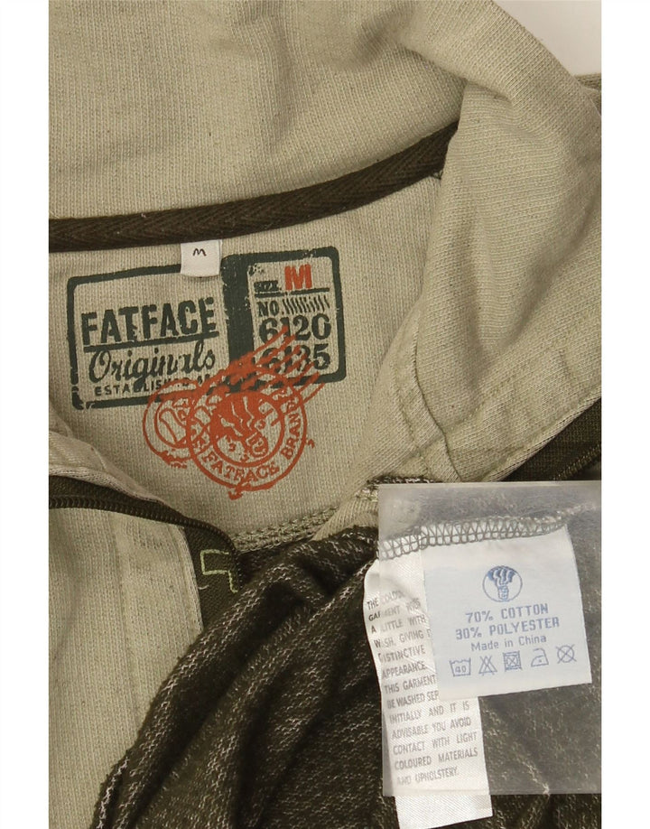 Fat Face Herren-Sweatshirt mit Reißverschluss am Hals, mittlere Khaki-Baumwolle