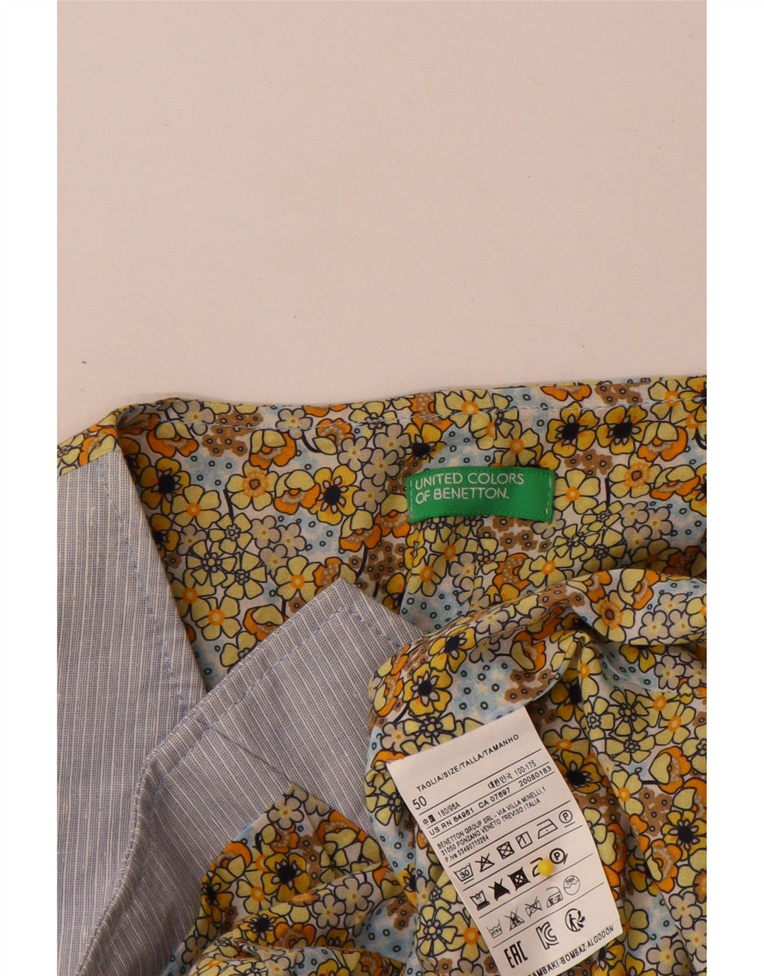 Benetton Herrenweste, Größe 50, groß, blau gestreift, Baumwolle