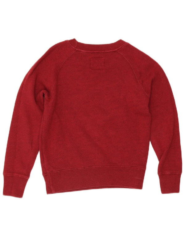 Jack Wills Damen Crop Sweatshirt Pullover UK 8 Small Burgunderrot Baumwolle