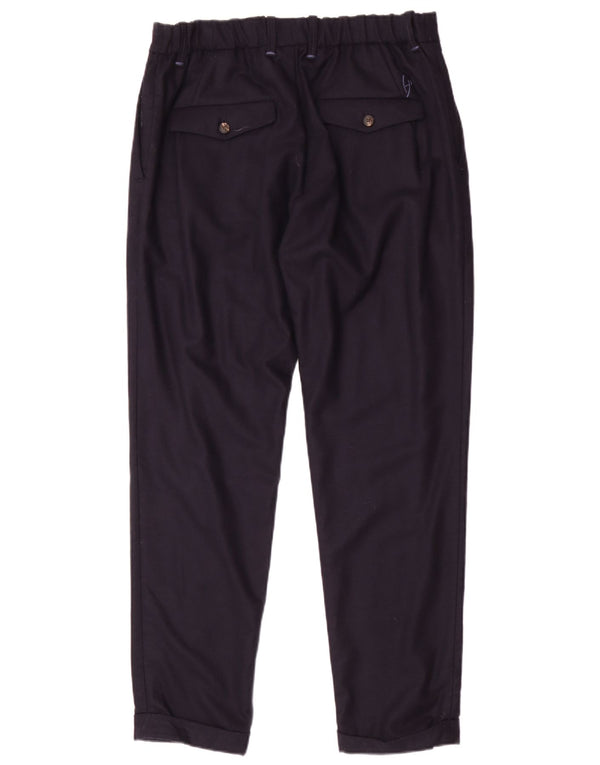 Handverlesene, schmal zulaufende Freizeithose für Herren, W36, L32, marineblaue Wolle