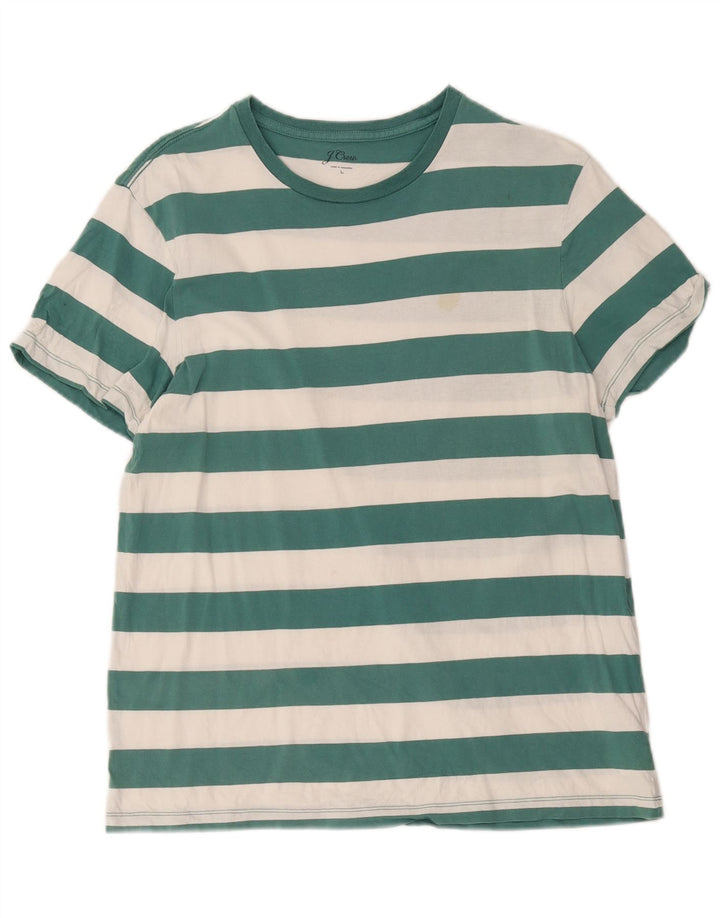 J. Crew Herren-T-Shirt-Oberteil, groß, grün gestreift, Baumwolle