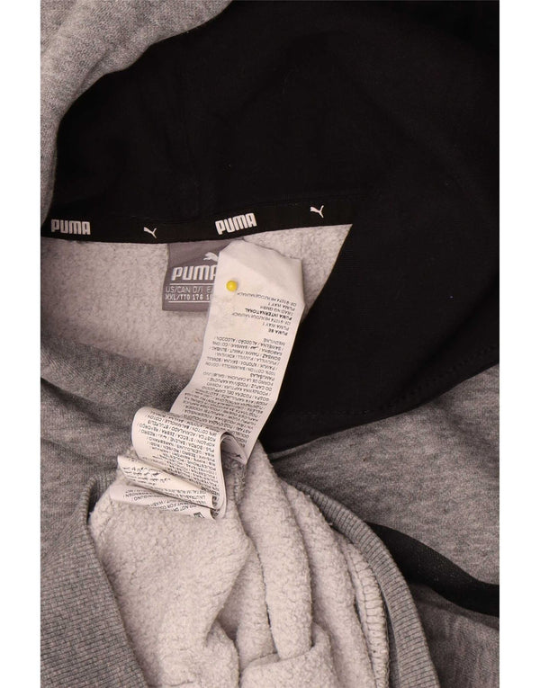 Puma Jungen-Kapuzenpullover mit Grafik, 15–16 Jahre, grau gefleckte Baumwolle