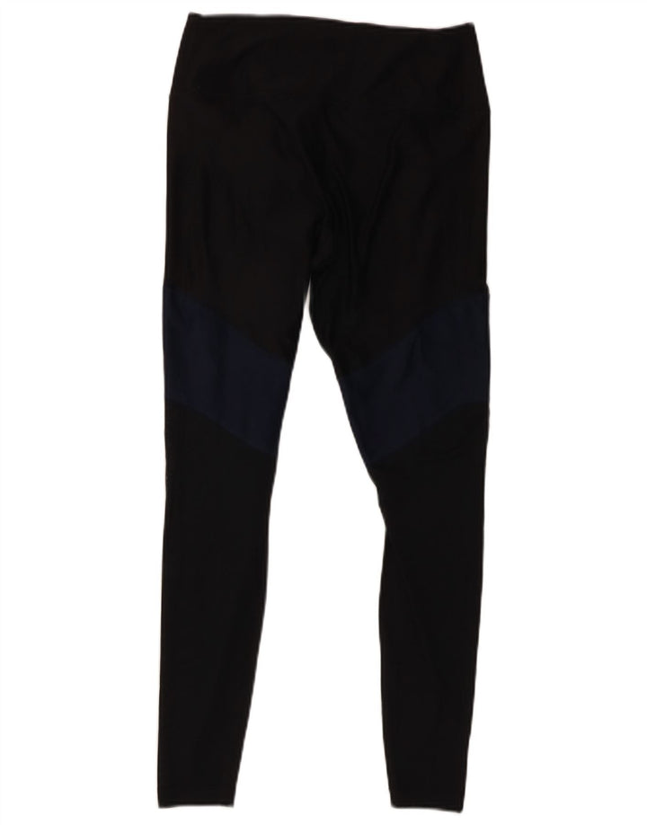 NIKE Womens Dri Fit Leggings UK 12 Medium Black Colourblock Polyester