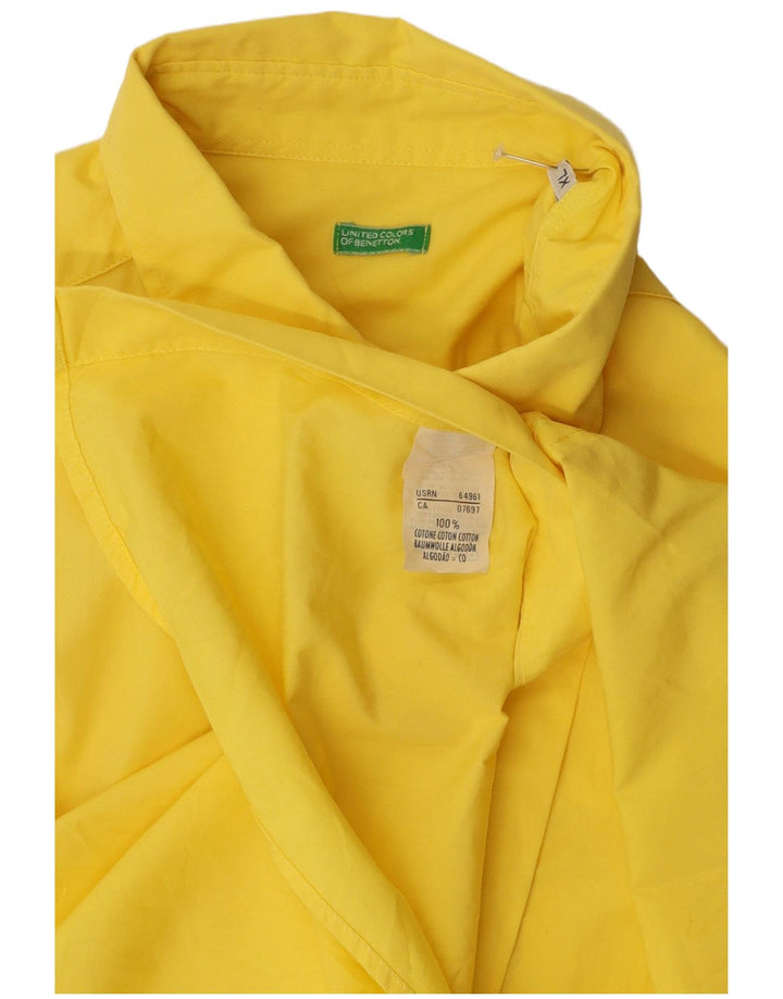 BENETTON Herren Kurzarmhemd XL Gelb Baumwolle