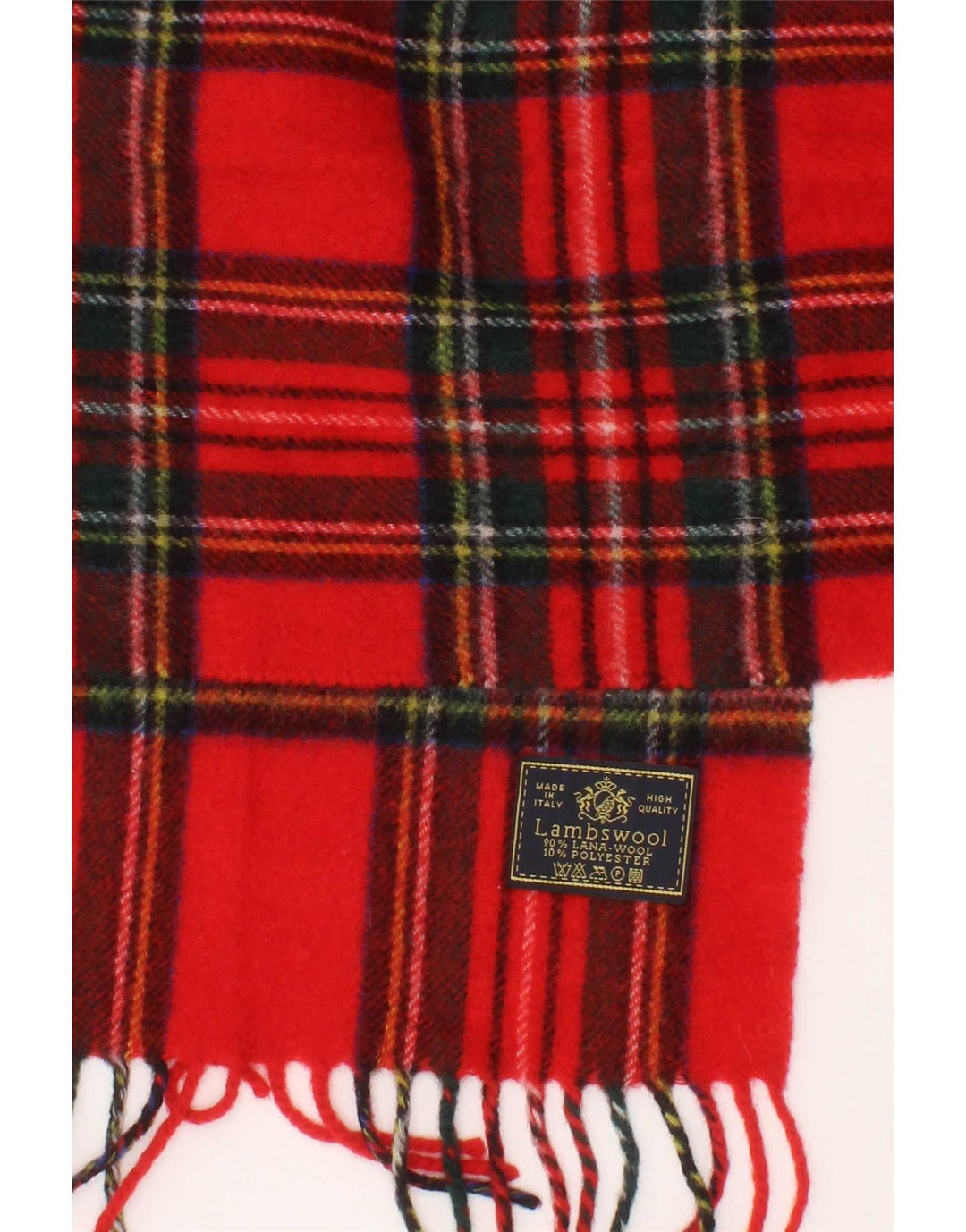 Vintage Damen Rechteckschal One Size L53 Rot Kariert Jungschafwolle
