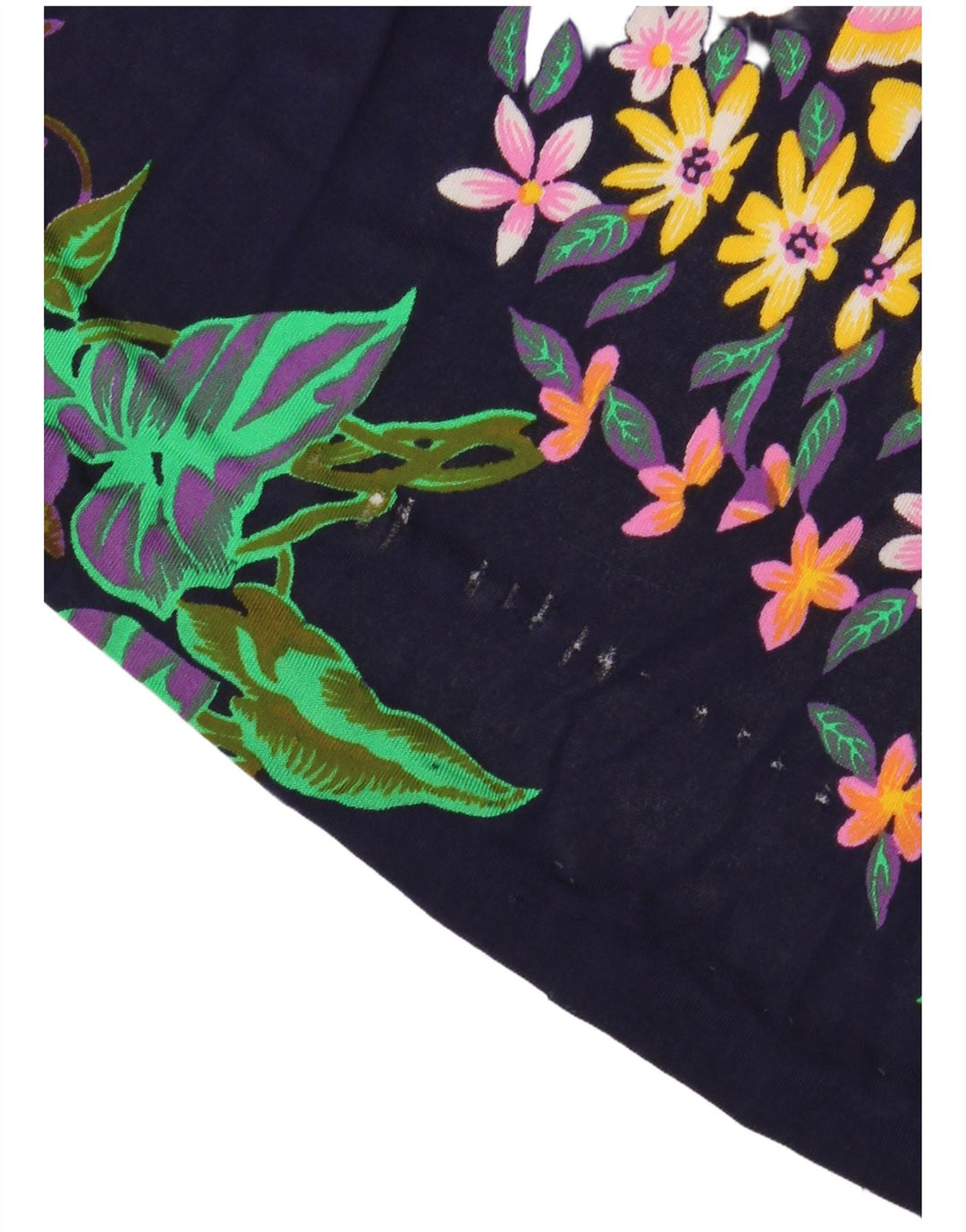 VINTAGE Damen-Maxirock mit hoher Taille, Größe 40, Größe S, W24, Marineblau mit Blumenmuster