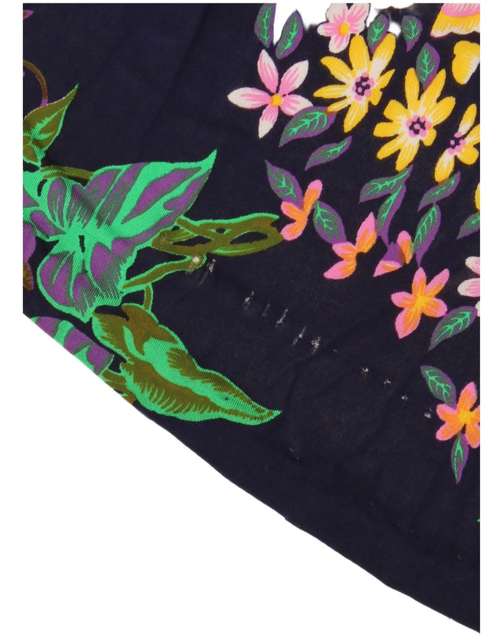 VINTAGE Damen-Maxirock mit hoher Taille, Größe 40, Größe S, W24, Marineblau mit Blumenmuster