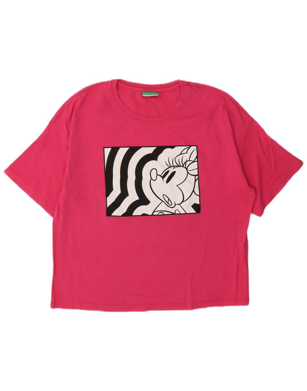 Benetton Damen Disney Graphic T-Shirt Top UK 16 Large Pink