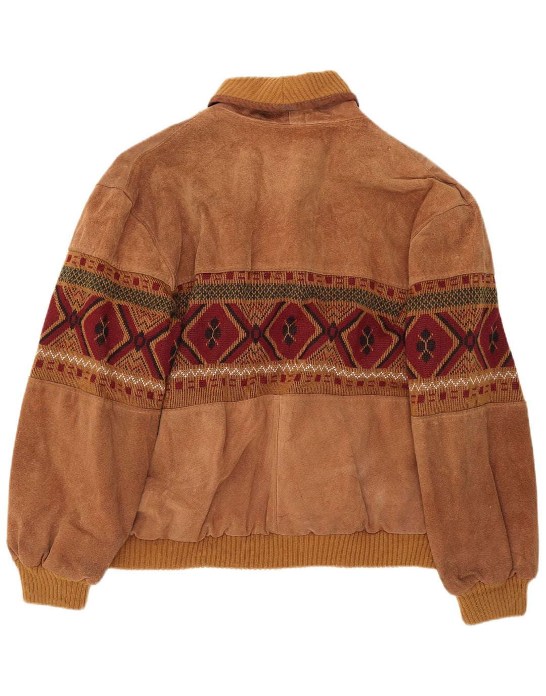 Vintage Herren Wildleder Bomberjacke UK 42 XL Braun Geometrisch