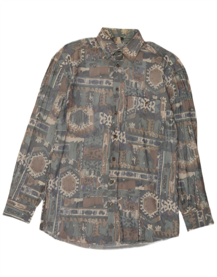 C & A Herren-Hemd mit abstraktem Muster, Größe 37/38, klein, mehrfarbige Viskose