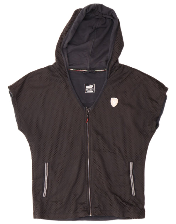 Puma Damen-Trainingsanzug mit Kapuze, kurzärmelig, Top-Jacke, UK 10, Größe S, Schwarz