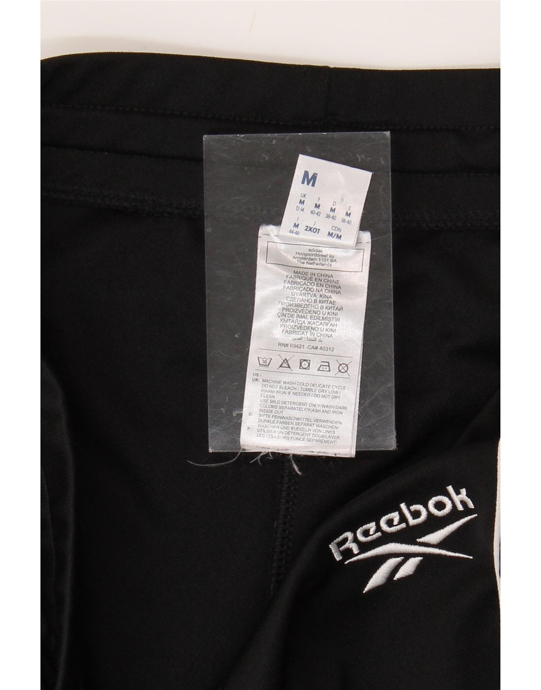 REEBOK Womens Graphic Tracksuit Trousers UK 14 Medium  Black Polyester