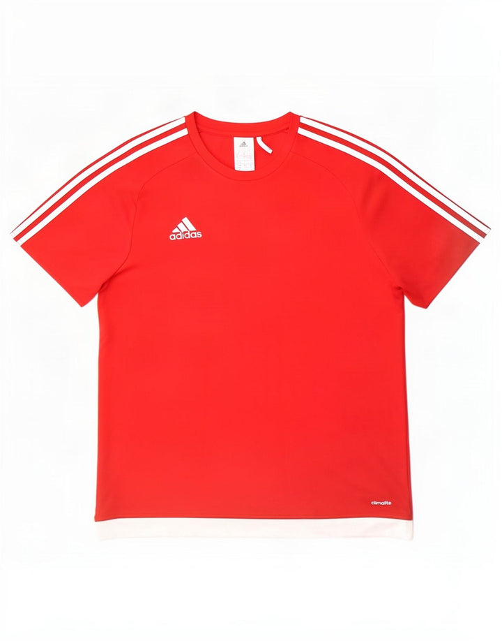 Adidas Herren Climalite T-Shirt Top, großes rotes Farbblock-Polyester