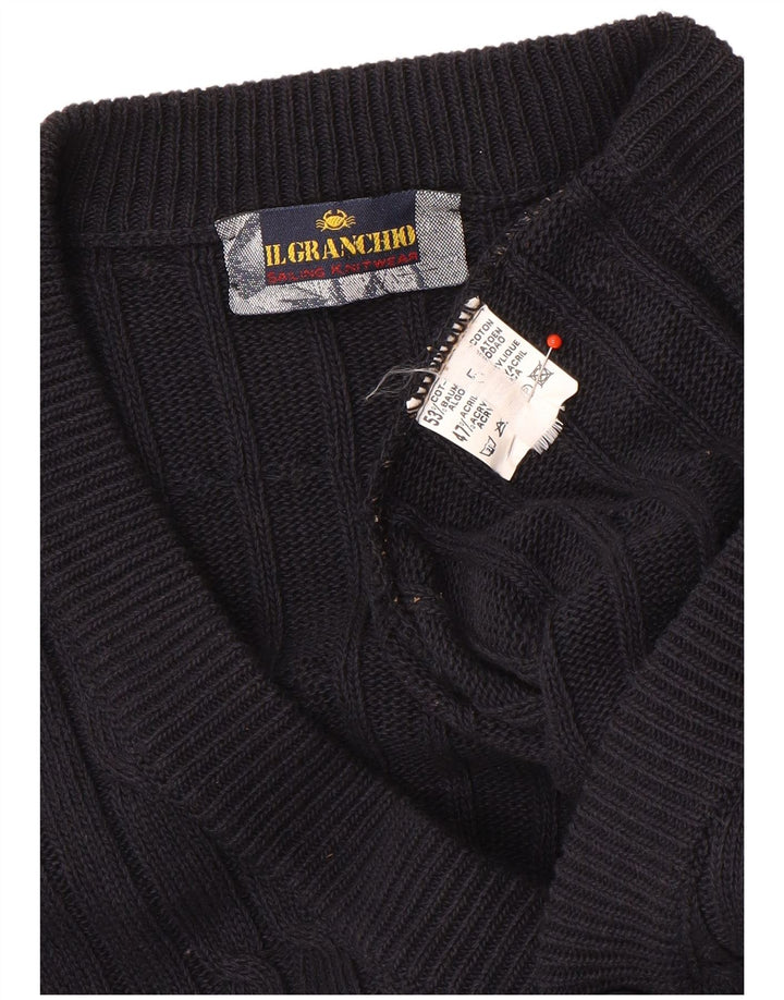 Il Granchio Herren-Strickjacke, groß, marineblau, Baumwolle
