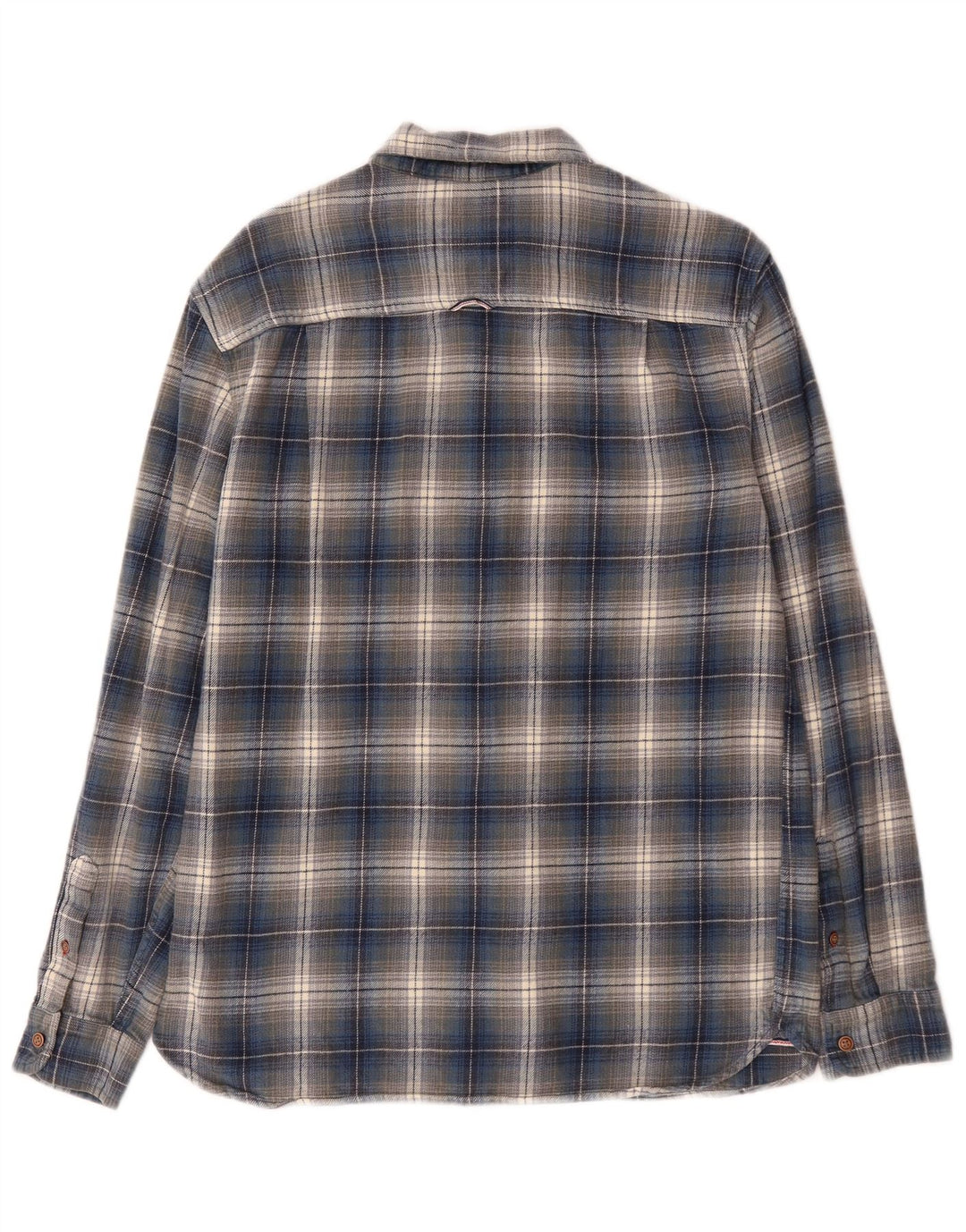 White Stuff Herren-Flanellhemd mit klassischer Passform, mittelblaue karierte Baumwolle