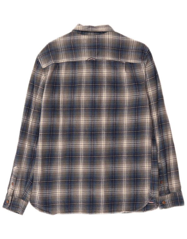 White Stuff Herren-Flanellhemd mit klassischer Passform, mittelblaue karierte Baumwolle
