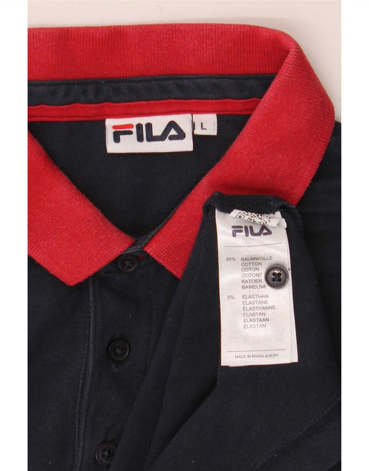 Fila Herren-Poloshirt, groß, marineblau, Colourblock-Baumwolle