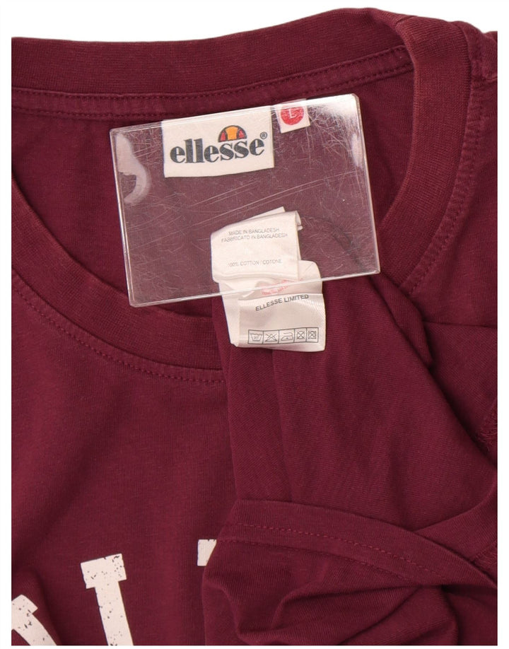 Ellesse Herren-T-Shirt mit Grafik, Größe L, Kastanienbraun, Baumwolle