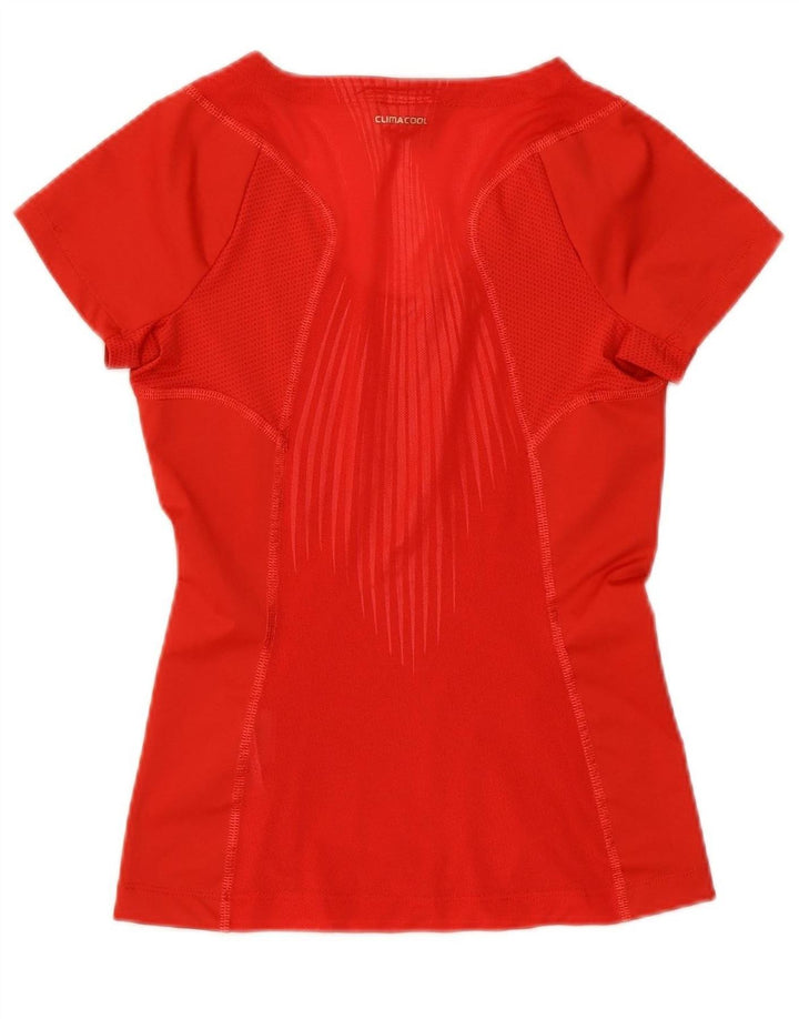 ADIDAS Girls Climacool Graphic T-Shirt Top 6-7 Years Red Polyester