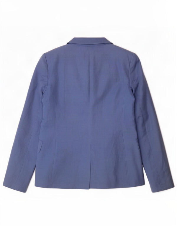 Hobbs Womens 2 Button Blazer Jacket UK 12 Medium Blue Linen