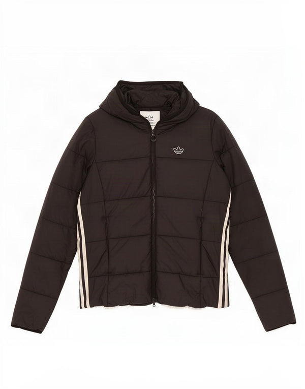 Adidas Damen Kapuzenjacke, gepolstert, UK 12, mittelschwarz, Polyester