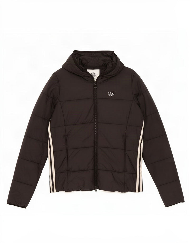 Adidas Damen Kapuzenjacke, gepolstert, UK 12, mittelschwarz, Polyester