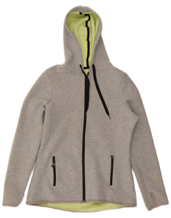 Marks & Spencer Damen-Kapuzenpullover mit Reißverschluss, UK 12, mittelgraue Baumwolle