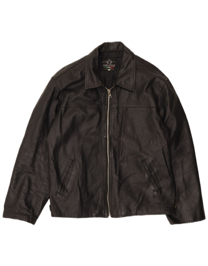 Vintage Herren Lederjacke UK 40 Großes schwarzes Leder