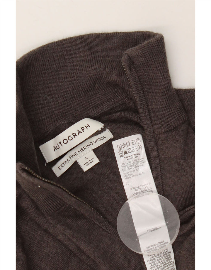 Marks & Spencer Herren Autograph Pullover mit Reißverschluss am Hals, Größe L, Braun
