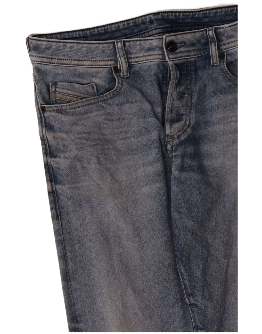 Diesel Herren Straight Jeans W34 L30 Blaue Baumwolle
