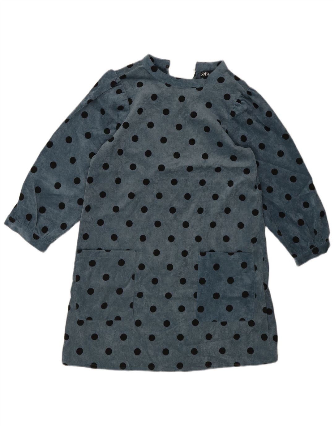 Zara Damen-Etuikleid mit langen Ärmeln, Gr. 10, Größe S, blau, gepunktet, Polyester