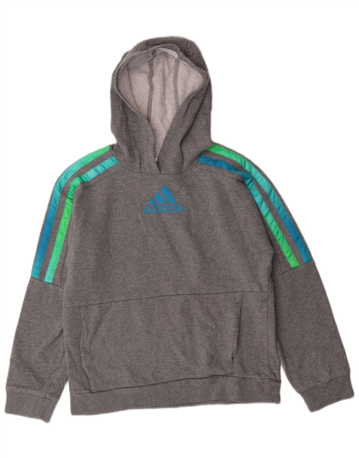 ADIDAS Kapuzenpullover für Jungen mit Grafik, 14–15 Jahre, Größe L, Grau, Baumwolle