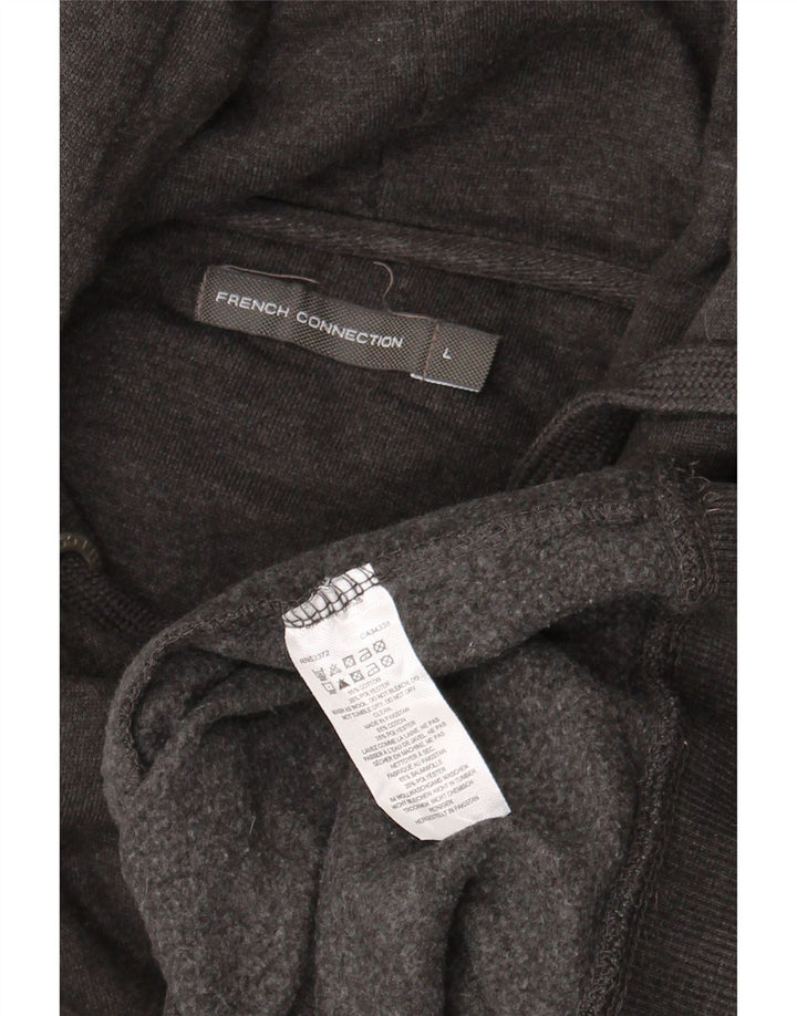 French Connection Herren-Kapuzenpullover, groß, graue Baumwolle