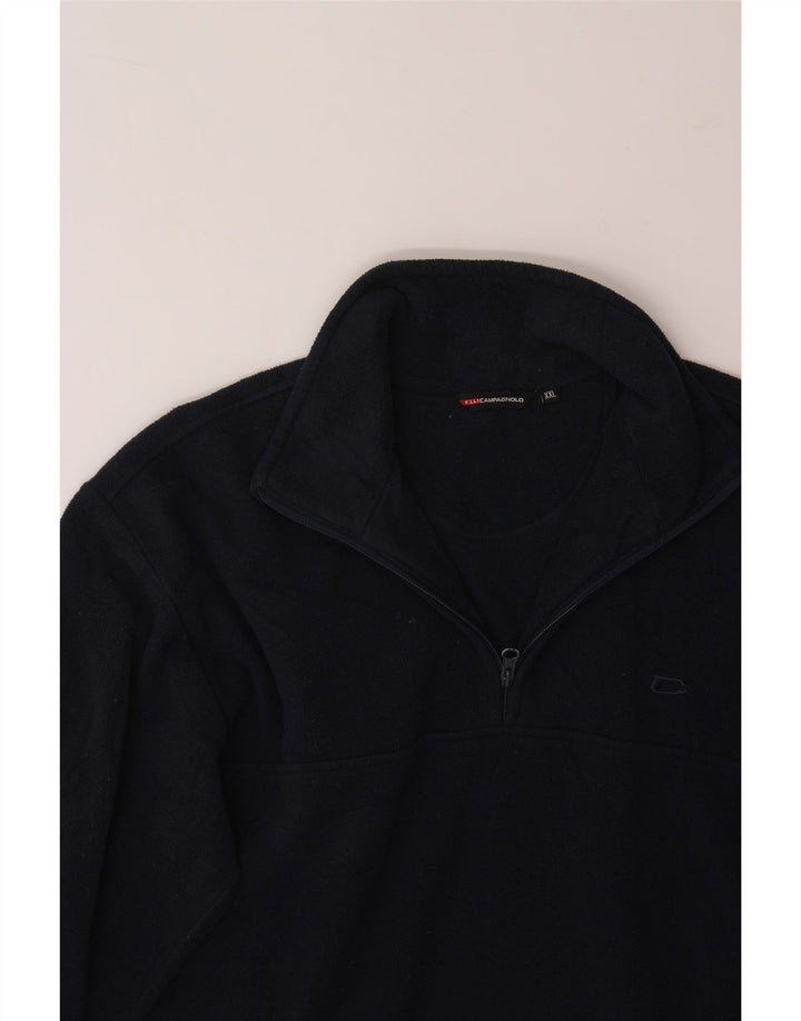 CAMPAGNOLO Mens Zip Neck Fleece Jumper 2XL Navy Blue Polyester Vintage Campagnolo and Second-Hand Campagnolo from Messina Hembry 